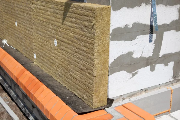 Wall of Bricks and Insulation — Stock Photo, Image