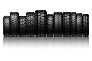 Car tires on white background clipart