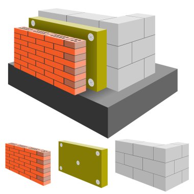 Duvar yalıtımı ile evin brick, kesmek. 