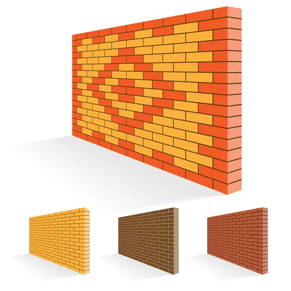 Brick wall of facing bricks. Set. — Stock Vector