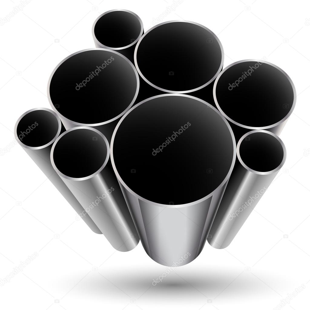 Steel Pipes on white background