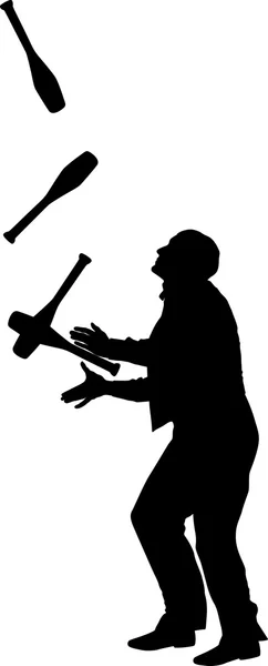 Черный контур жонглера - векторная иллюстрация — стоковый вектор