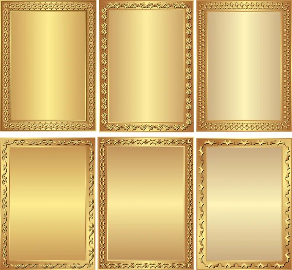 Golden frames with ornaments - vector illustration — Stock Vector