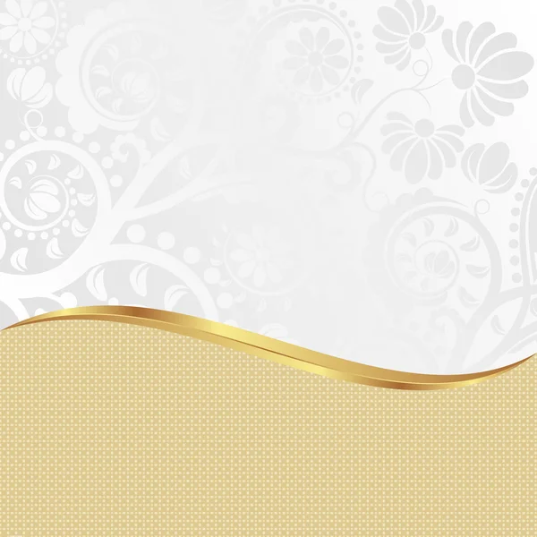 Fundo branco e dourado com ornamentos florais — Vetor de Stock