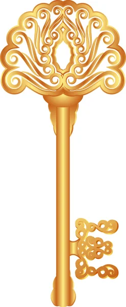 Llave de oro decorativa - ilustración vectorial — Vector de stock