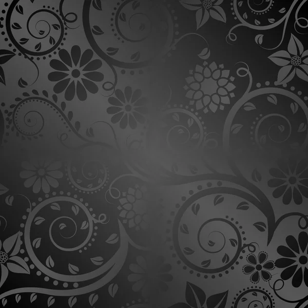 黑色背景与花卉装饰品 — 图库矢量图片