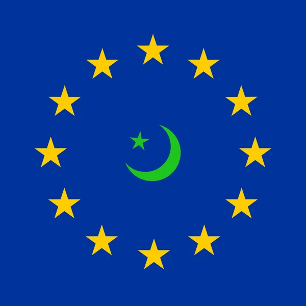 Simbolo dell'Islam sulla bandiera europea — Vettoriale Stock