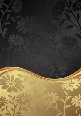 siyah ve altın çiçekli arka plan