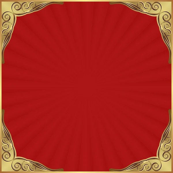 Red Background Golden Decorative Corners — Stock Vector