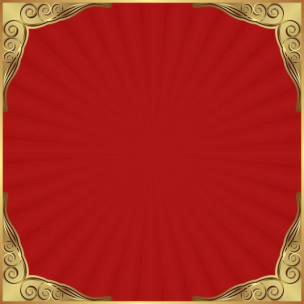 Fundo Vermelho Com Cantos Decorativos Dourados —  Vetores de Stock