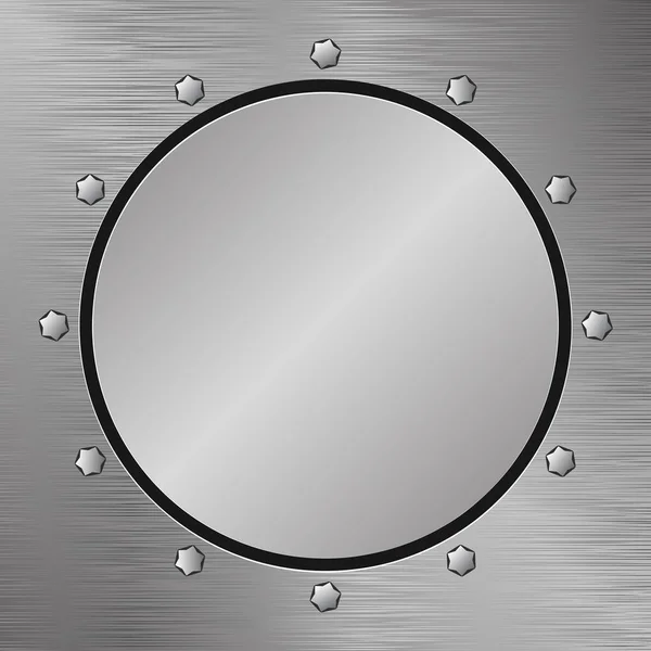 Placa Texturizada Cinzenta Metal Com Quadro Redondo — Vetor de Stock