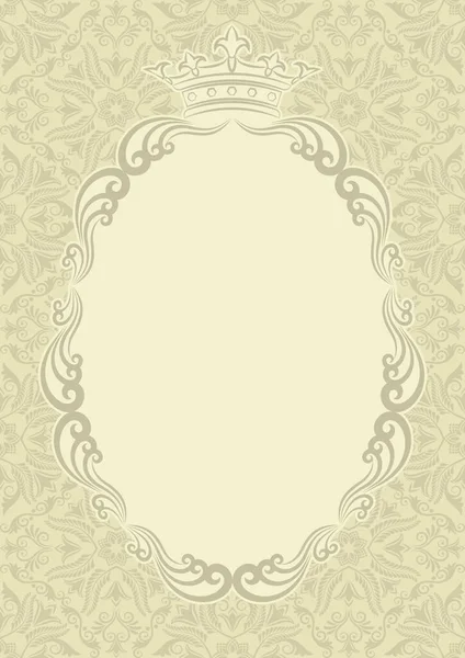 Fondo Vintage Con Marco Decorativo Corona — Vector de stock