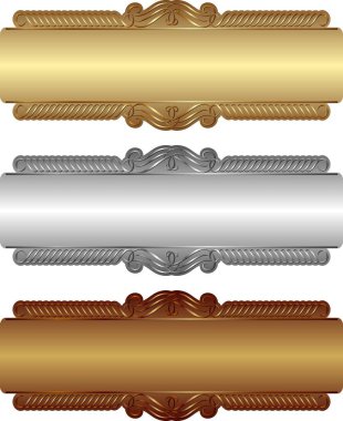 Altın, gümüş ve bronz retro pankartlar