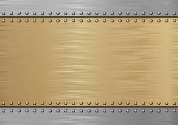 Goldene Und Graue Metallic Hintergrund Gebürstetes Metall — Stockvektor