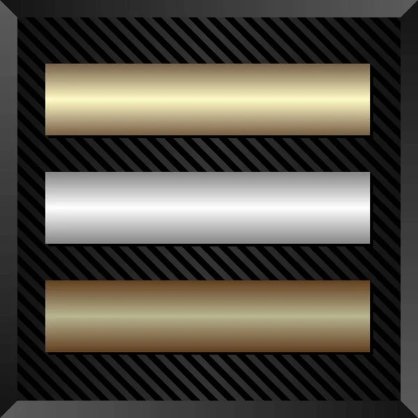 Golden Silver Bronze Banner Black Background — Stock Vector