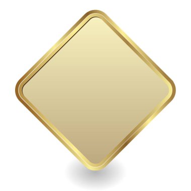 Beyaz arkaplanda altın plaket