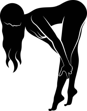 Bacağına masaj yapan bir kadın silueti.