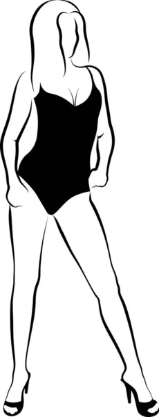 Boceto Mujer Traje Baño — Vector de stock