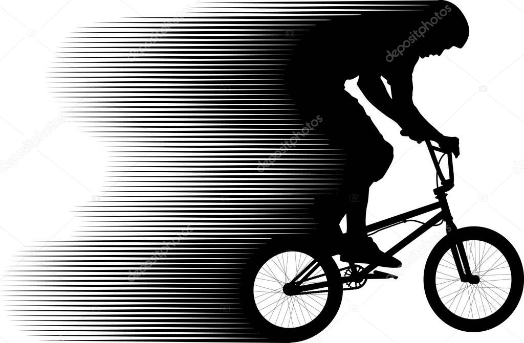 cyclist silhouette - clip art illustration