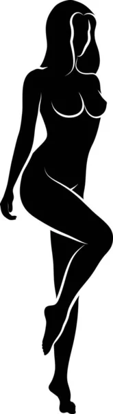 Naked Woman Silhouette Monochromatic Vector Illustration — Stock Vector