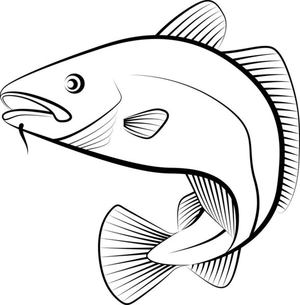 Kabeljauw Vis Illustratie Clip Art — Stockvector