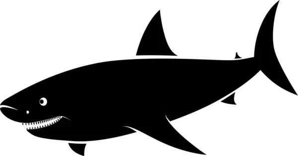 Žraločí Silueta Monochromatická Vektorová Ilustrace — Stockový vektor