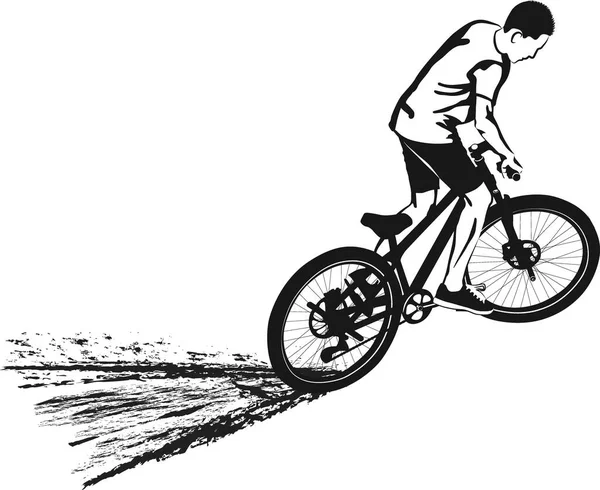 Ilustración Vectorial Blanco Negro Del Ciclista — Vector de stock