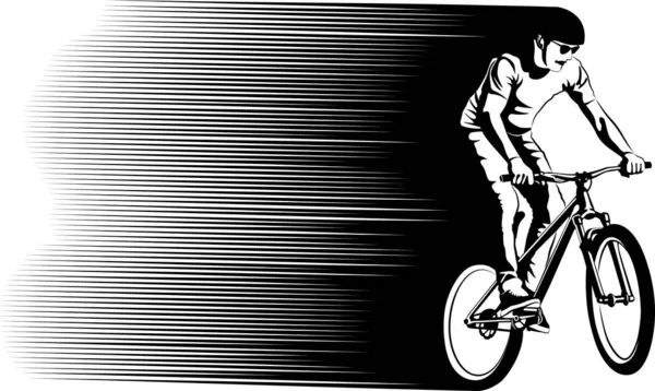 Silueta Ciclista Corriendo Ilustración Vectorial — Vector de stock