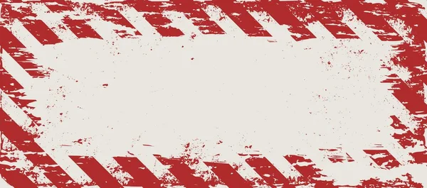 Banner Grunge Con Rayas Rojas Blancas Símbolo Peligro — Vector de stock