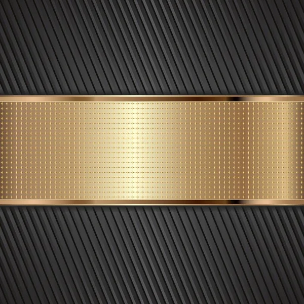 Golden Textured Plaque Black Background — Stock Vector