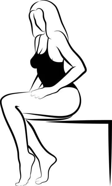 Сидящая Женщина Пляжной Одежде — стоковый вектор