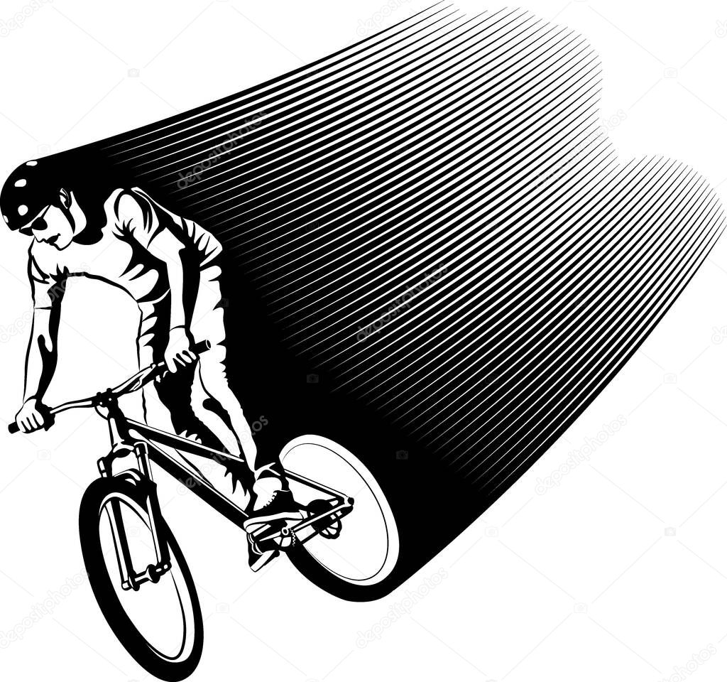bicyclist silhouette - vector illustration