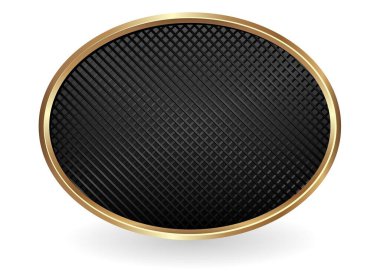 Beyaz arkaplanda altın çerçeveli siyah desenli afiş