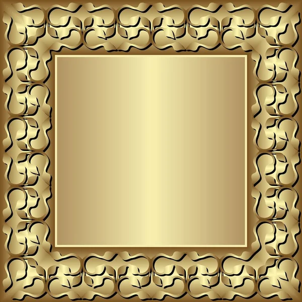 Золотая Рамка Декоративной Каймой — стоковый вектор