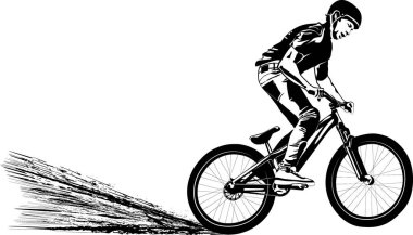 BMX bisikletçisi - tek renkli vektör çizimi