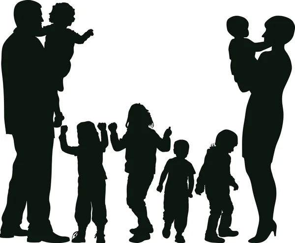 Silhouette de famille — Image vectorielle