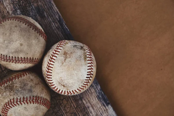 Oude Grunge Honkbal Achtergrond Met Gebruikte Ballen Uit Spel Kopieer — Stockfoto