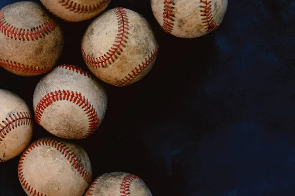 Groep Van Oude Robuuste Honkballen Maken Frame Voor Sport Achtergrond — Stockfoto