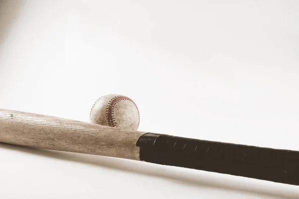 Baseball Piłki Bat Białym Tle — Zdjęcie stockowe