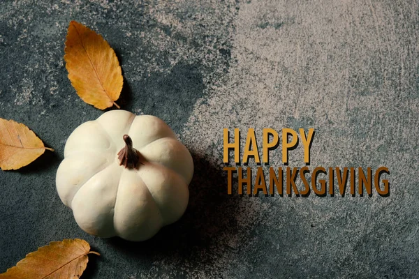 Happy Thanksgiving Rustikaler Hintergrund Für Herbstferien Mit Weißem Kürbis — Stockfoto