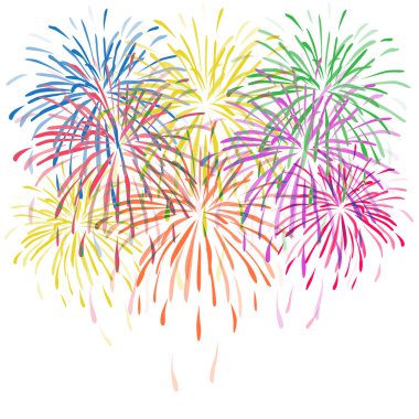 vektör yıldız ve sparks beyaz arka plan üzerinde renkli havai fişek