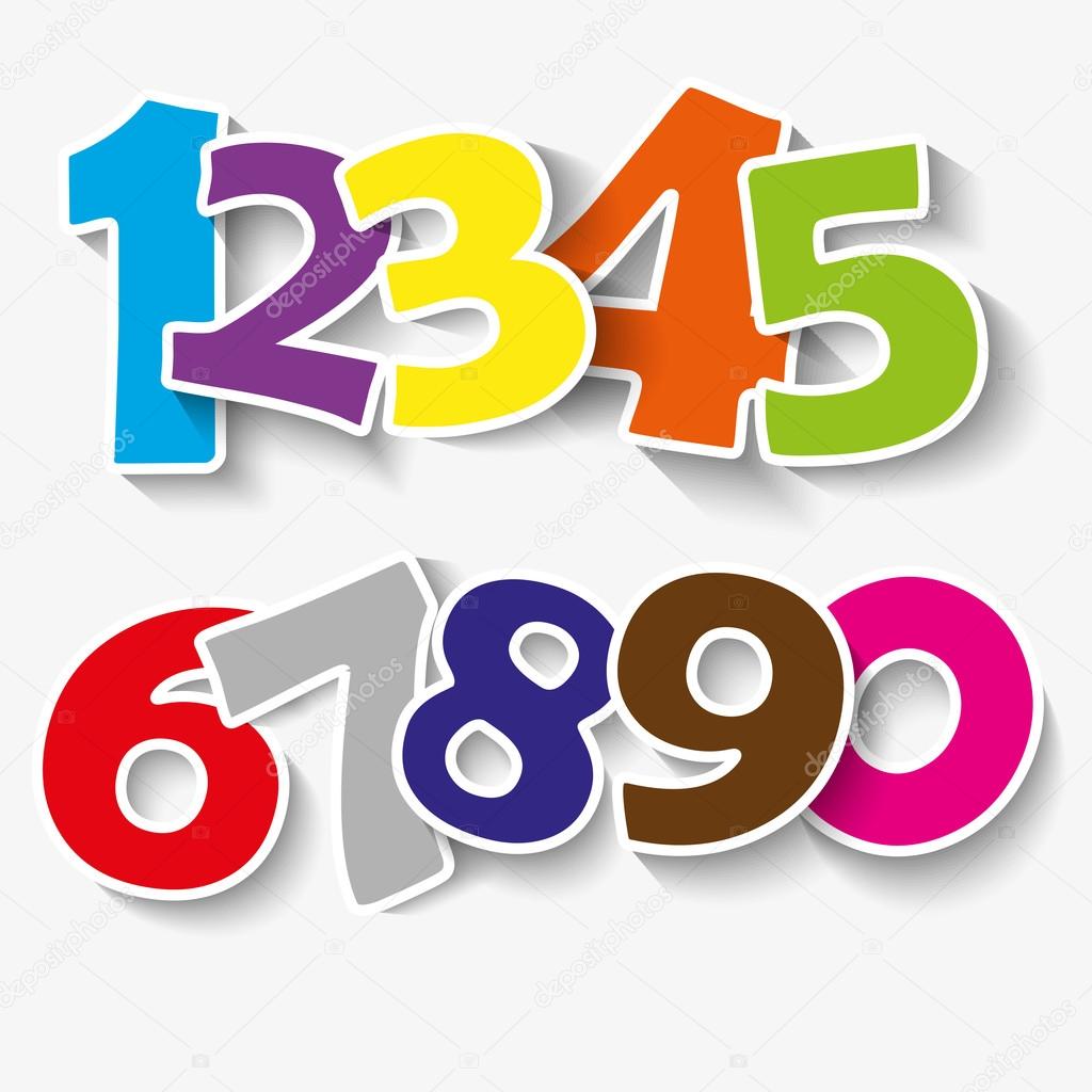Set of colorful ribbon font. Numbers 0,1,2,3,4,5,6,7,8,9,0.  new year 2015. Vector illustration