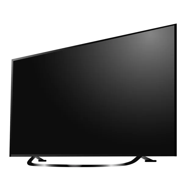 Modern TV lcd, levou com flores de dente de leão na tela . —  Vetores de Stock