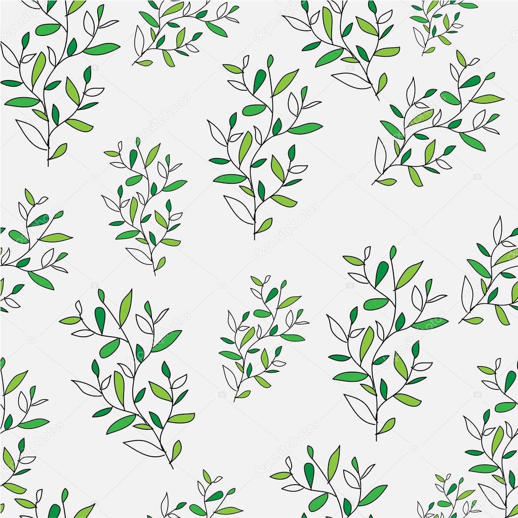 Stylish beautiful bright floral seamless pattern. Abstract Elegance vector illustration texture of green leaves and twigs