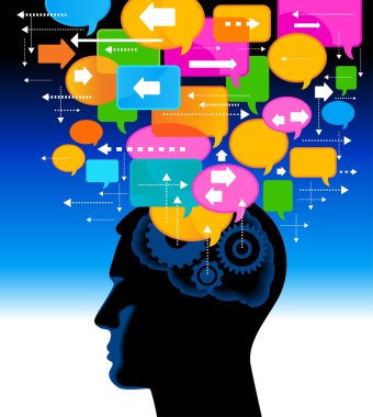 Icons iletişim üzerinde kafa set