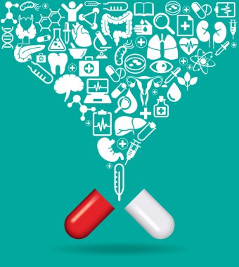 Pills and tablets icons set clipart