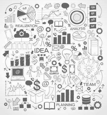 iş doodle simgeler kümesi