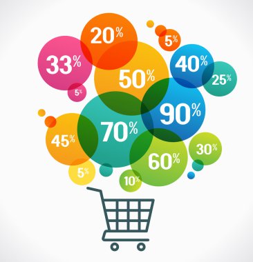 indirimler alışveriş kartları ve kabarcıklar 