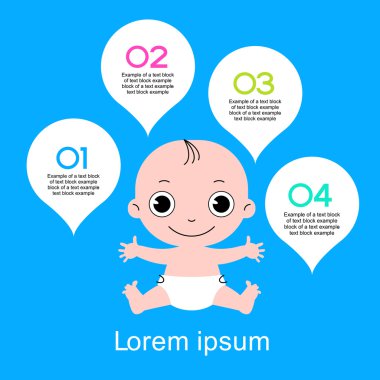 Çocuk konuşma balonları ile çevrili  