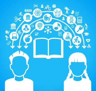 çocuklar başları üzerinde eğitim simgelerle avatar